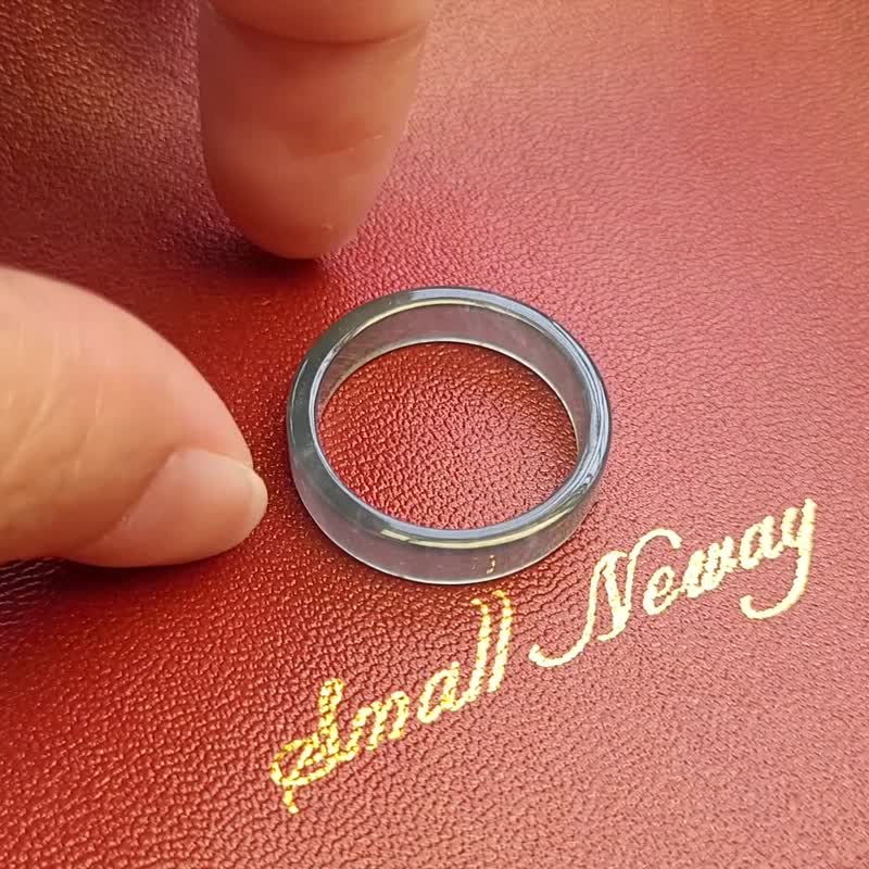 【亲翠】天然危地马拉翡翠 高冰莹光墨蓝色方戒手指镯14.5号戒圈 - 戒指 - 玉石 