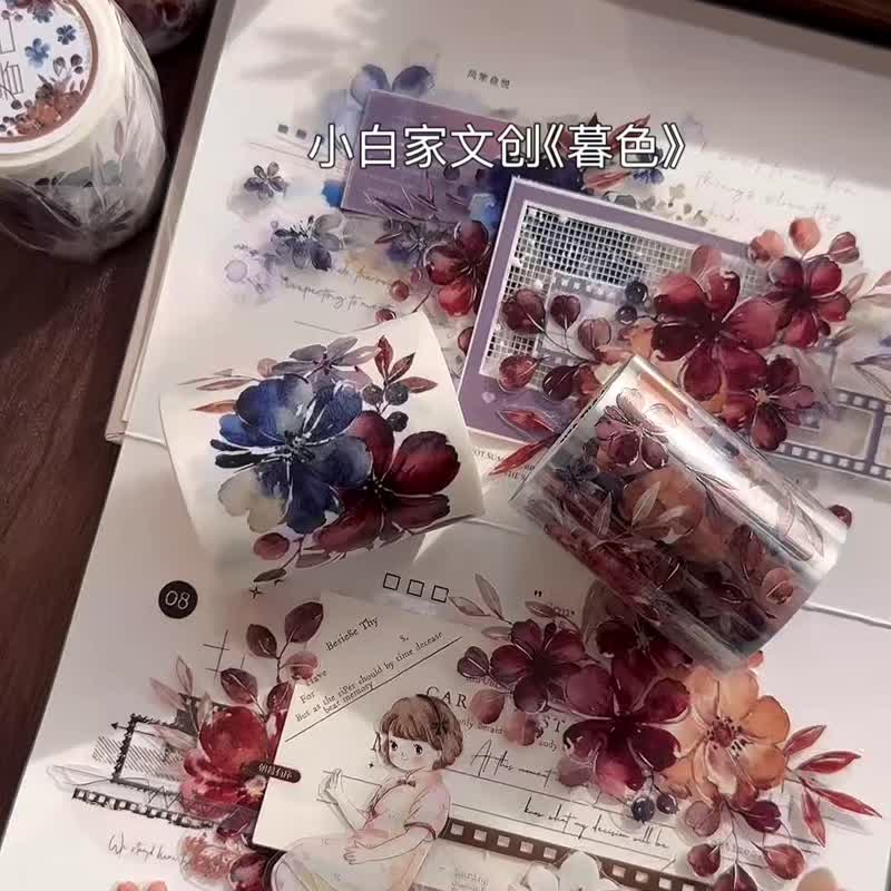 暮色  复古大花卉 PET 和纸胶带 手帐拼贴 - 纸胶带 - 其他材质 多色