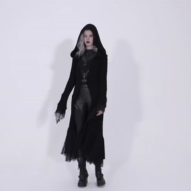 渥尔娃女巫毛织开衫外套 - 厚 / 薄 - 女装休闲/机能外套 - 其他材质 黑色