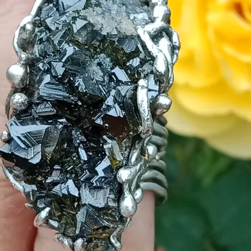 闪锌矿原矿手工银戒纯银戒指 ~To Be~  Sphalerite Silver Ring - 戒指 - 纯银 