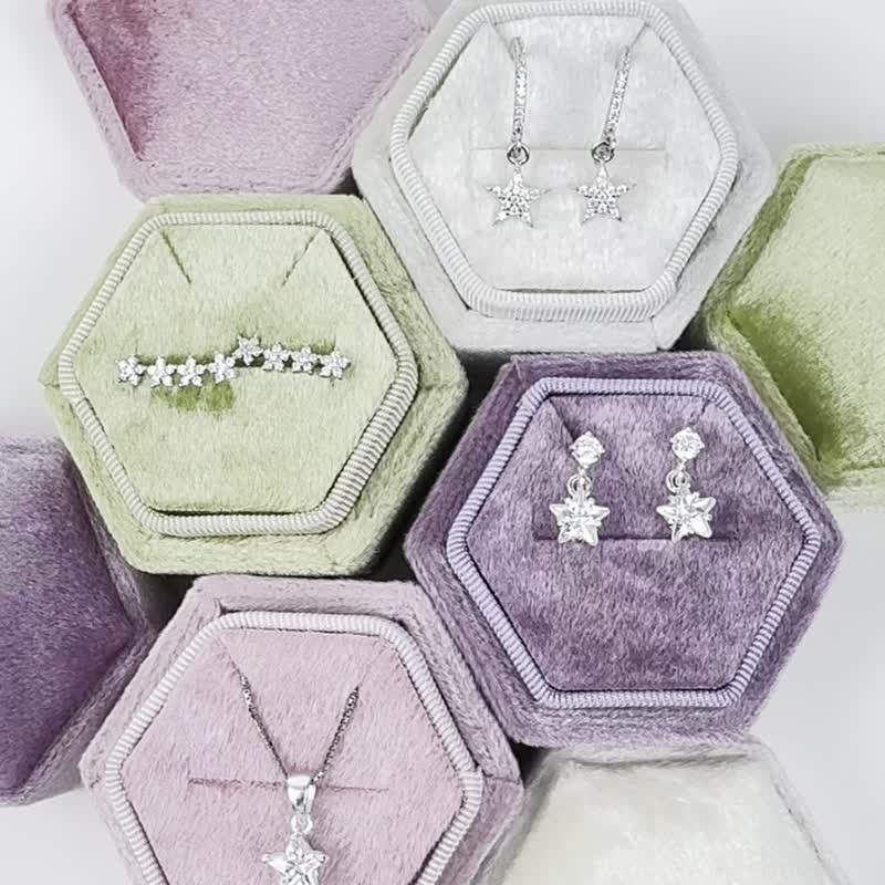 Open on Museum - Starlight Collection 星星耳环与项链 925纯 - 耳环/耳夹 - 银 银色