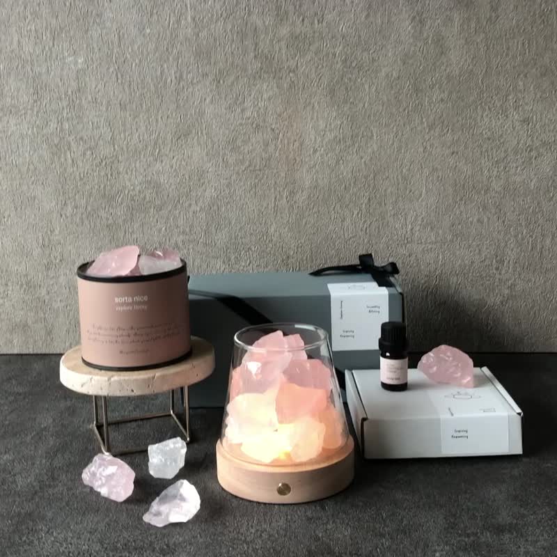 618 粉晶 白水晶扩香灯 矿石香氛灯系列 - 摆饰 - 水晶 粉红色