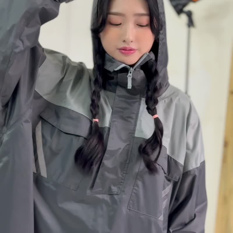 MOFOU 一件式超防水机车通勤族侧开斗篷式雨衣 S34 - 雨伞/雨衣 - 尼龙 