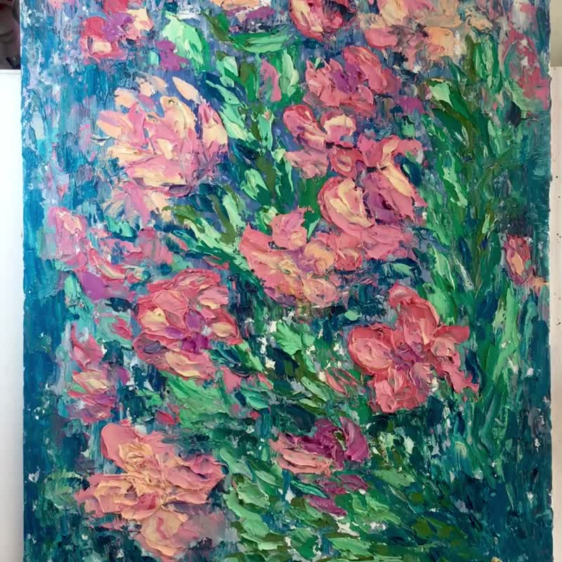 粉红色的花朵油画 - 墙贴/壁贴 - 其他材质 粉红色