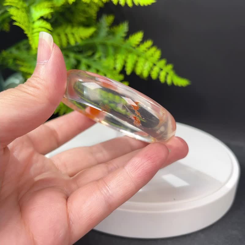 超稀有玻璃体雪花幽灵水晶手镯56MM 冰透闪片水晶手环 内心宁静 - 手链/手环 - 水晶 