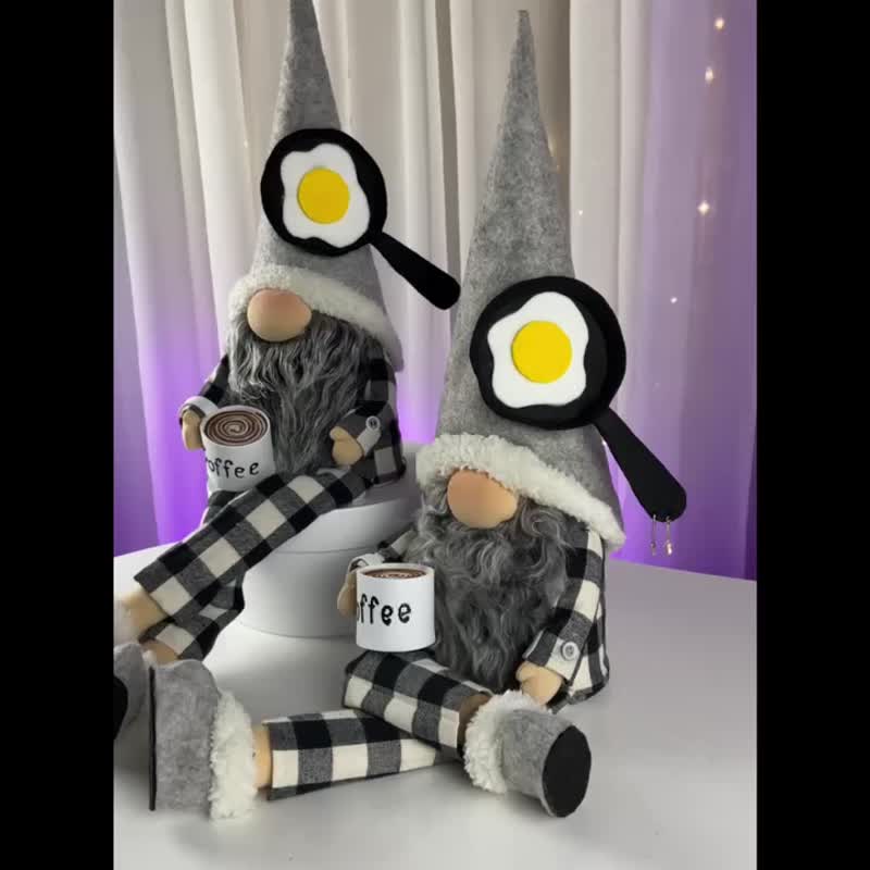 图案 pdf 斯堪的纳维亚早晨侏儒厨房侏儒家居装饰穿着睡衣的侏儒 - Logo 设计/图案设计 - 其他材质 