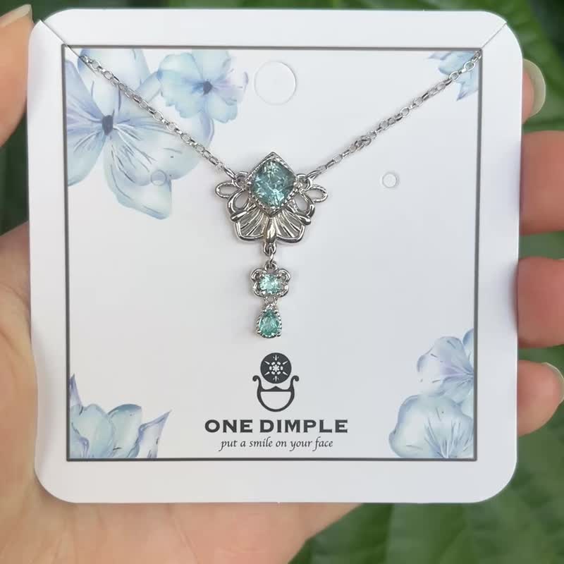 雀扇 Treasure 珍藏系列 尖晶石 磷灰石项链 925 银镀白 k - 项链 - 纯银 银色