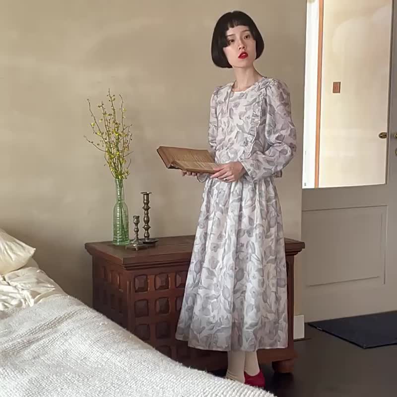 水墨暈染兩件套裝 新中式改良國風禪意外套+半身裙套裝 兩件套 - 女装衬衫 - 聚酯纤维 卡其色