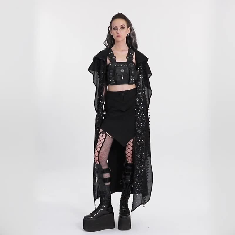 天球女巫印花连帽围巾 - 纯黑 / 印花 / 披肩 - 围巾/披肩 - 其他材质 黑色