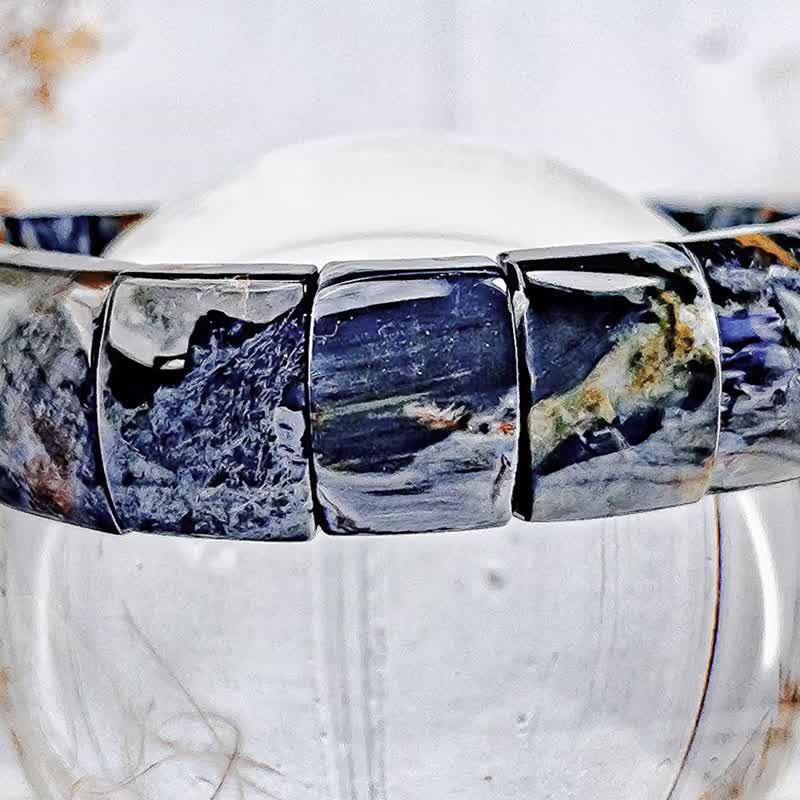 【纳米比亚风暴彼得】高品深蓝火彩彼得石 水晶手排手串 一物一拍 - 手链/手环 - 水晶 蓝色