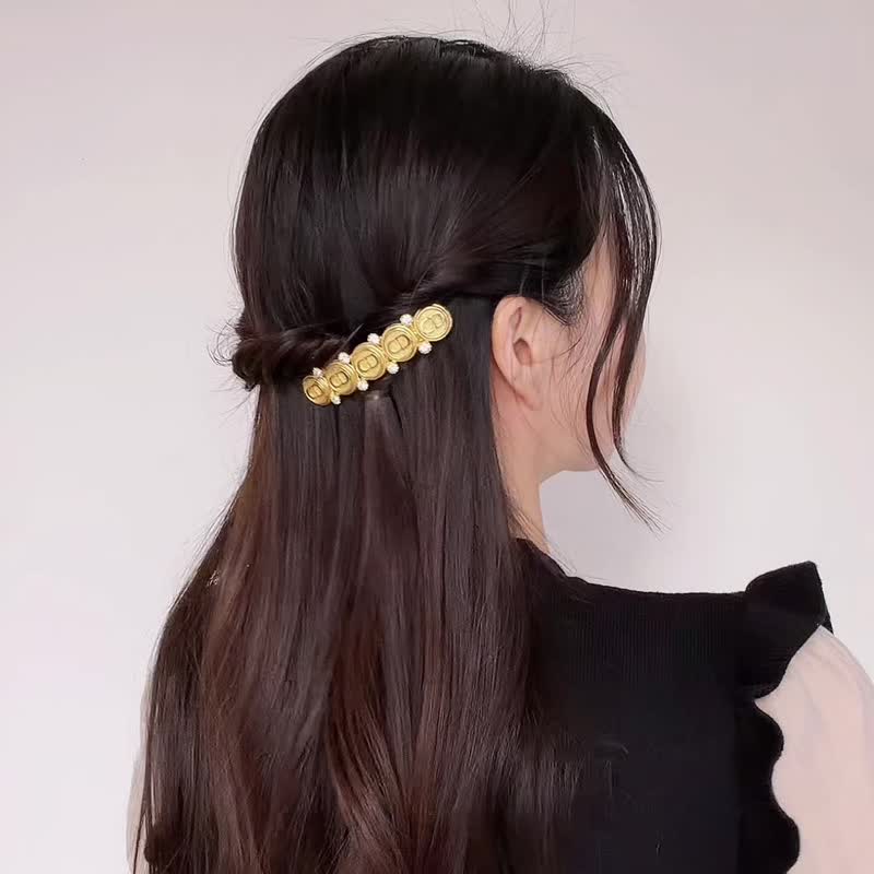 中古正品 未使用稀有品 Christian Dior CD logo 发夹 迪奥 礼物 - 发饰 - 其他金属 金色