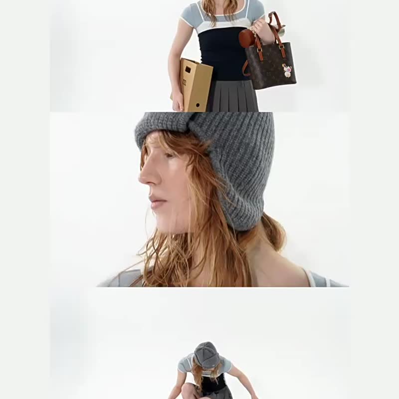 深淺藍撞色 mu1系運動風花邊拼接天絲短袖針織上衣 - 女装上衣 - 棉．麻 蓝色