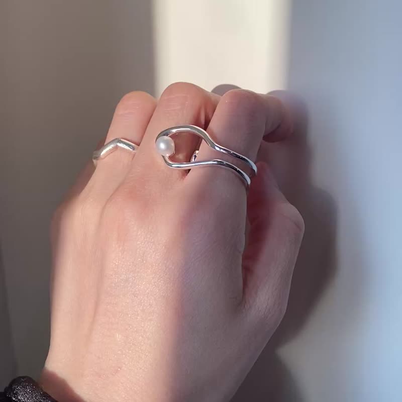 日本纯银Nothing And Others S925 Pearl Ring淡水珍珠介指 - 戒指 - 纯银 银色