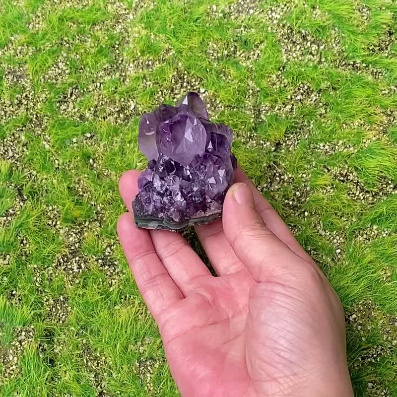 招财开运-原皮原矿小宝石造型紫晶簇 紫晶镇 消磁净化 快速出货 - 摆饰 - 水晶 紫色