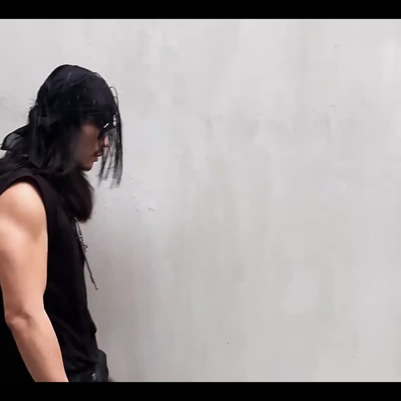 美式複古 黑色透明流蘇防曬面罩面巾機車頭巾三角巾 - 手帕/方巾 - 聚酯纤维 黑色
