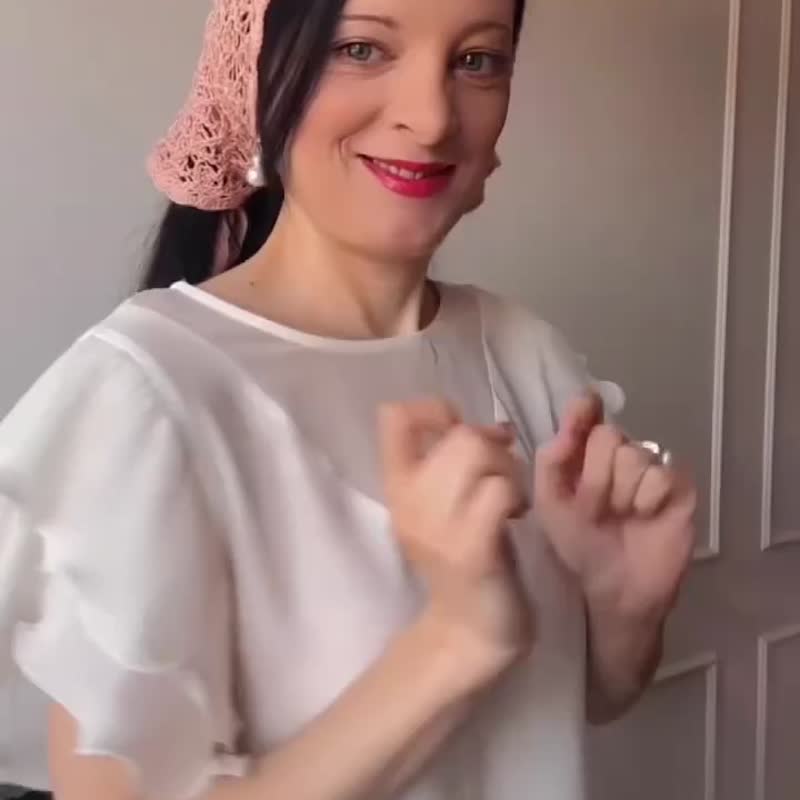 三角形头巾 手织头巾 蕾丝针织头巾 - 丝巾 - 棉．麻 