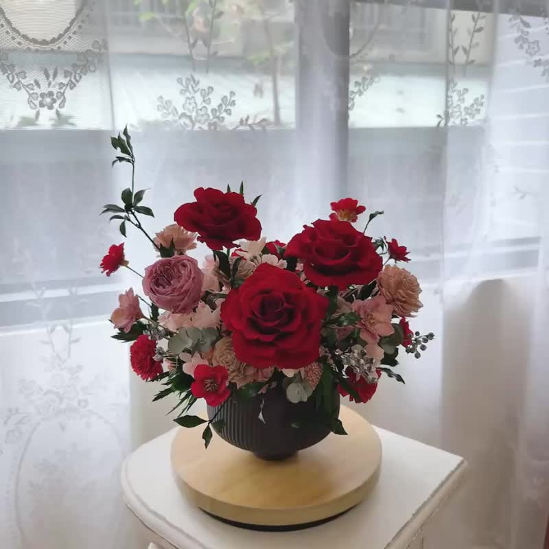 年节盆花 永恒 沈淀老时光 酒红色 质感系 永生大盆花 - 干燥花/捧花 - 植物．花 红色