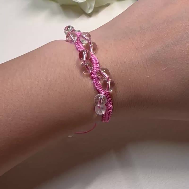 粉晶 Rose Quartz 绳结手链 - 手链/手环 - 水晶 