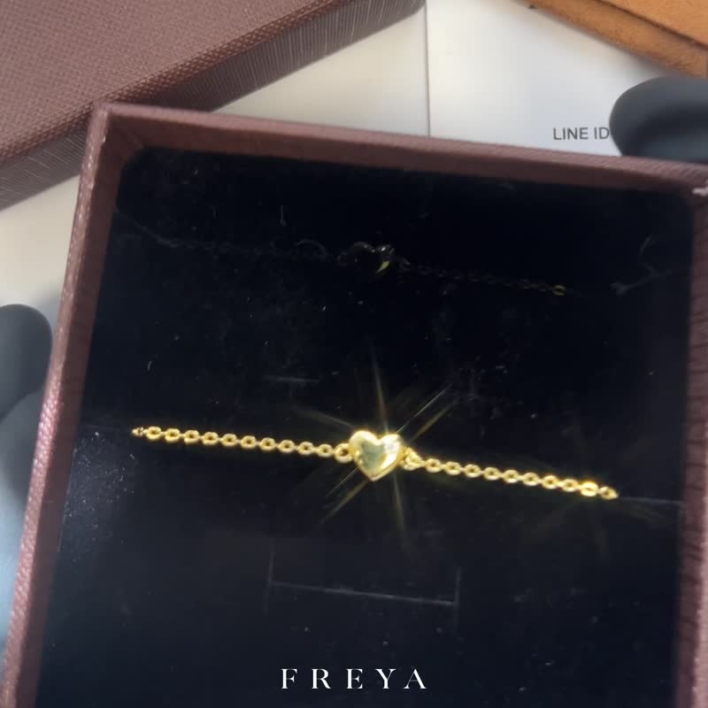 FREYA  单钻 爱心手链 设计款-纯银14k金 - 手链/手环 - 贵金属 