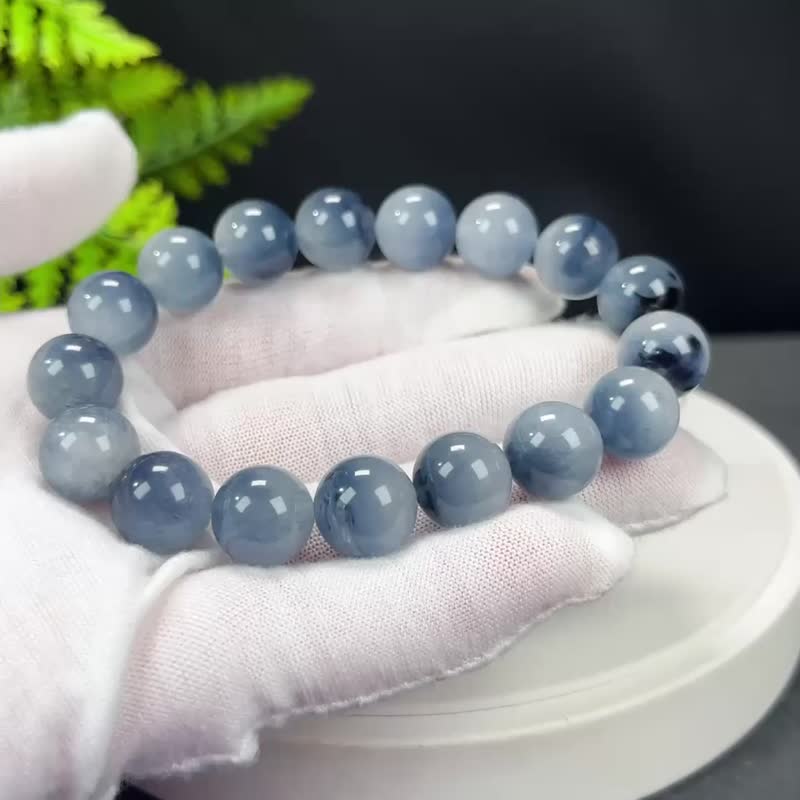 高品质蓝兔毛水晶手串12mm巴西料聚宝盆发丝晶手錬女简约气质优雅 - 手链/手环 - 水晶 蓝色