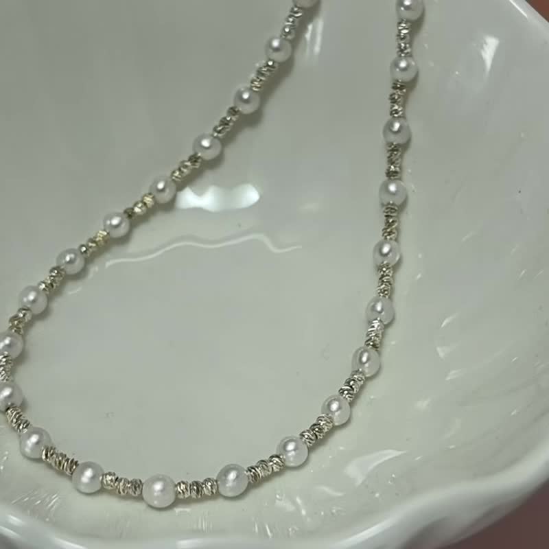 银色月光 天然淡水珍珠  BABY珍珠 华丽 项链 - 项链 - 珍珠 粉红色