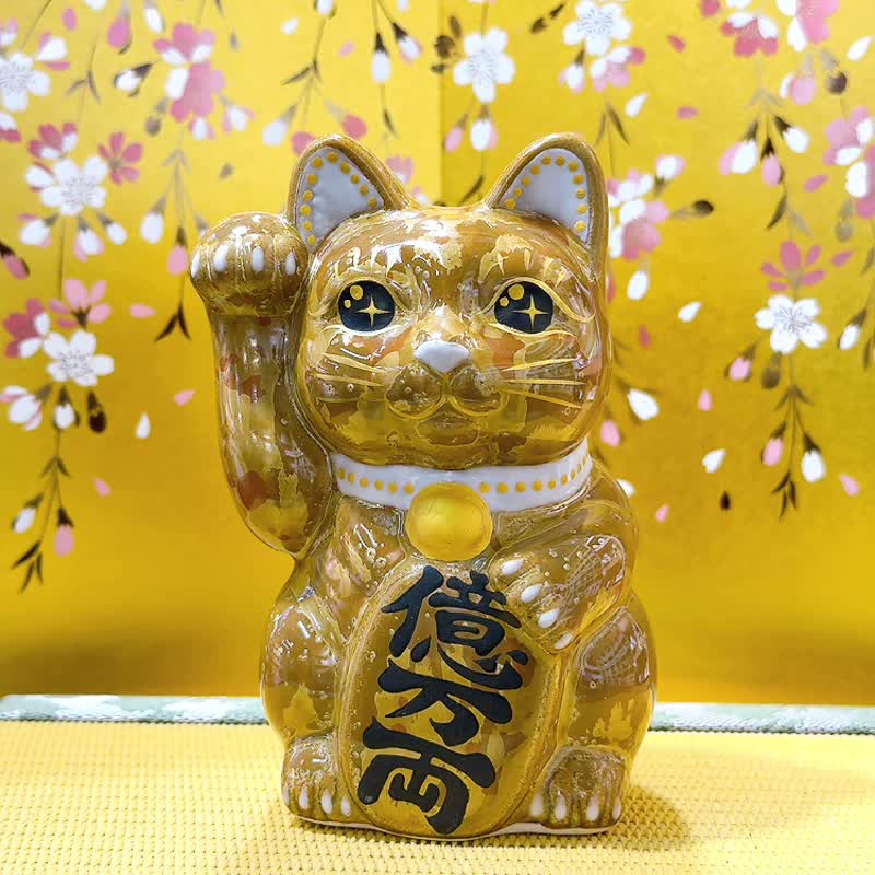 【朱釉亿宝】日本清水烧招财猫 | 古地朱茶 - 亿万両 右 - 摆饰 - 瓷 金色