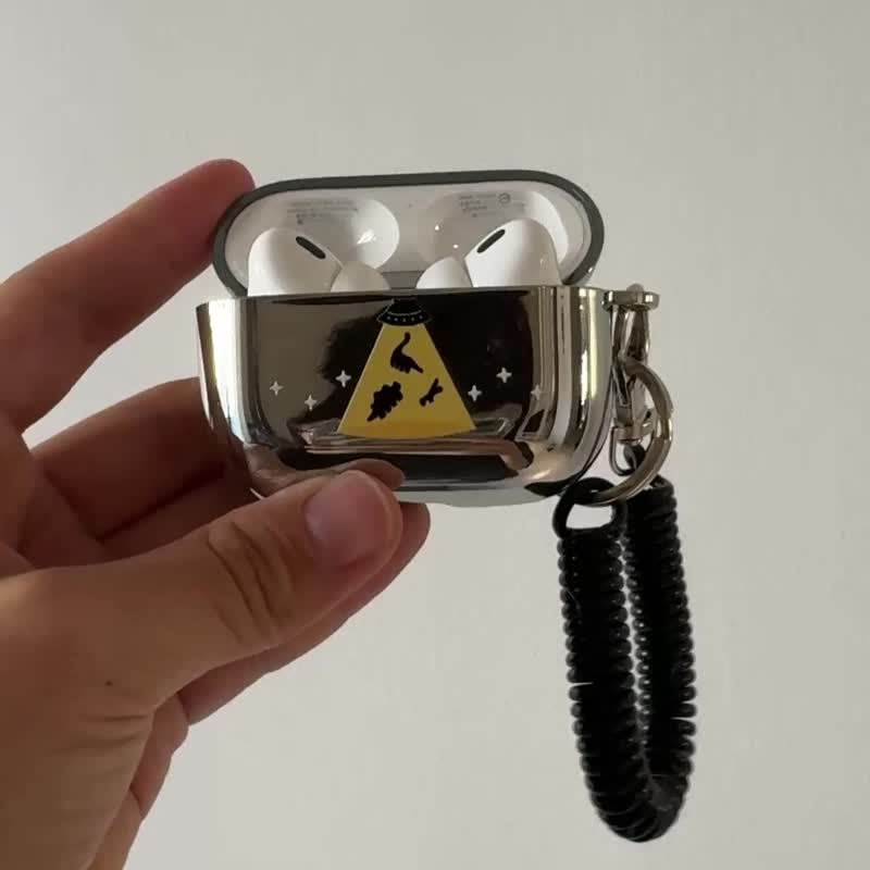 猫星人绑架恐龙 AirPods Pro2 / 4代 保护壳 - 耳机收纳 - 塑料 银色
