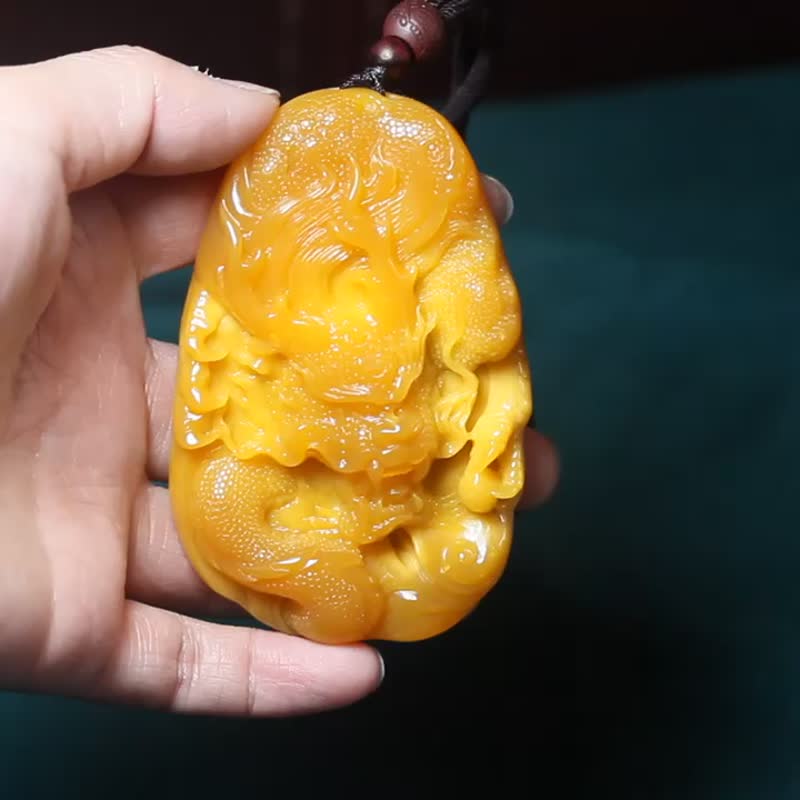 【祥龙】项链/龙生肖吊坠/龙牌黄龙玉/寓意大业有成/前途无量 - 项链 - 玉石 橘色