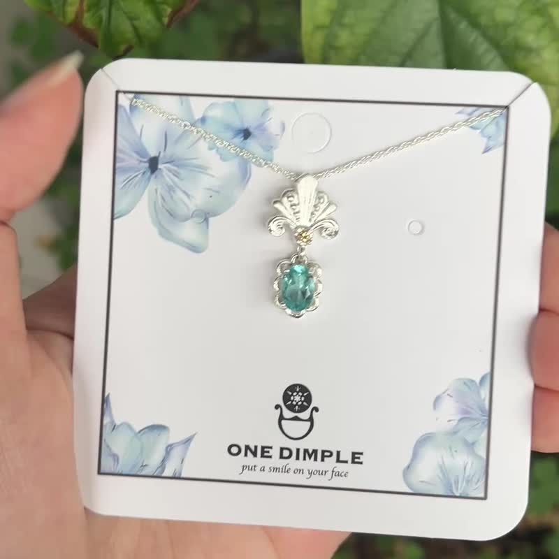 深海项链 磷灰石 925 银 - 项链 - 纯银 银色