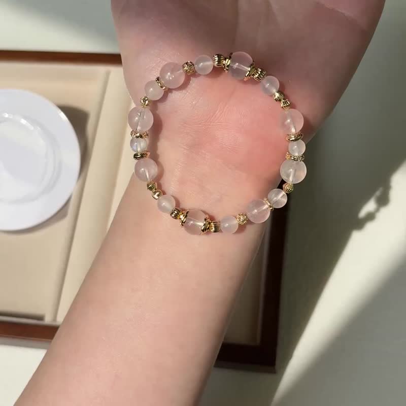 /承诺/人缘 爱情 业务 粉水晶 白玛瑙 月光石 水晶手链 水晶设计 - 手链/手环 - 水晶 粉红色
