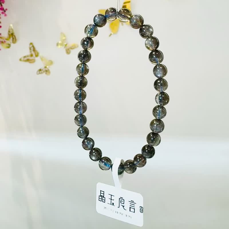 星空魔鬼海蓝宝6mm9.39g高光金属光泽冥想水晶首选释放压力 - 手链/手环 - 水晶 蓝色