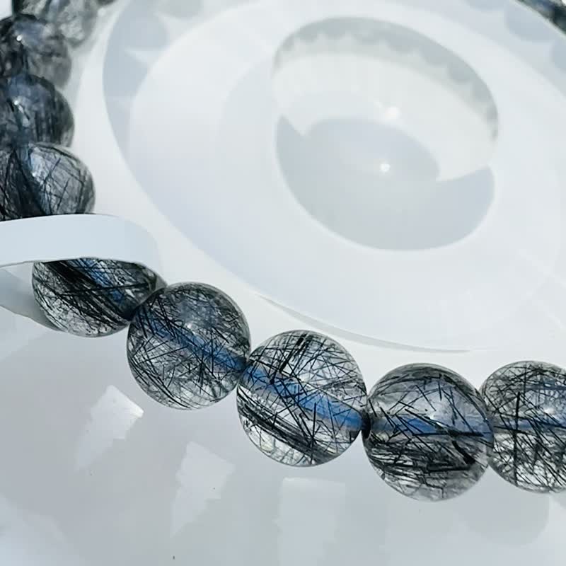 精品玻璃透蓝钢丝蓝发晶 7mm13.44g 身心平衡增智慧摆脱负面 - 手链/手环 - 水晶 蓝色