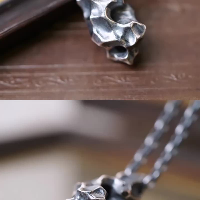 925银小陨石吊坠 (P438) (不含项链) - 项链 - 纯银 银色