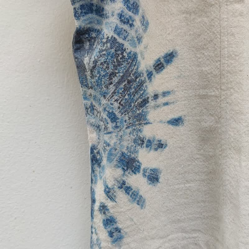 White Ruffle Sleeves - 方领扎染衬衫 - 女装上衣 - 棉．麻 白色