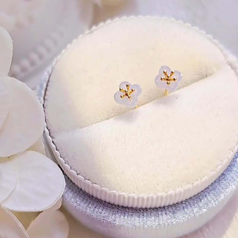 贵人运•富贵命 |纯18k金冰紫桂花|天然缅甸A货翡翠耳环 - 耳环/耳夹 - 玉石 多色