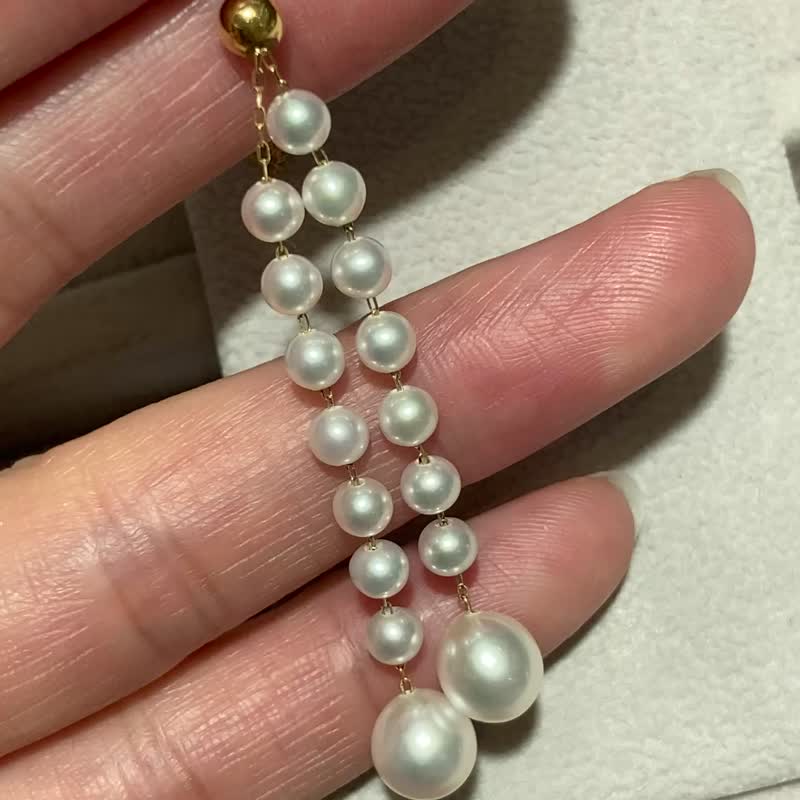 星羽-淡水天然珍珠真珠珍珠项链珍珠项链天然珍珠真珠调节18K金链 - 项链 - 珍珠 金色