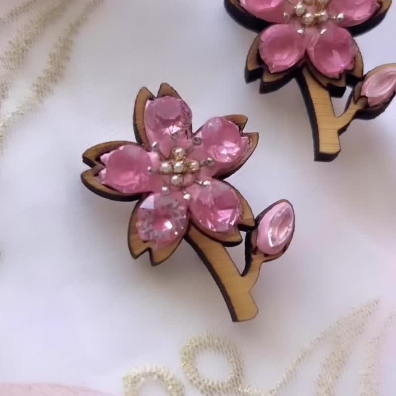 樱花手作竹制胸针 : 奈良再生竹材利用 - 胸针 - 竹 粉红色