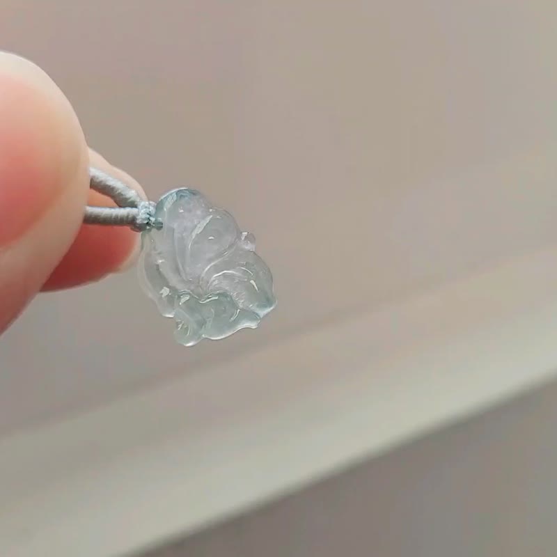 亲翠 天然翡翠 天空蓝冰玻蝴蝶仙子项链 | 蝴蝶仙子 - 项链 - 玉石 蓝色