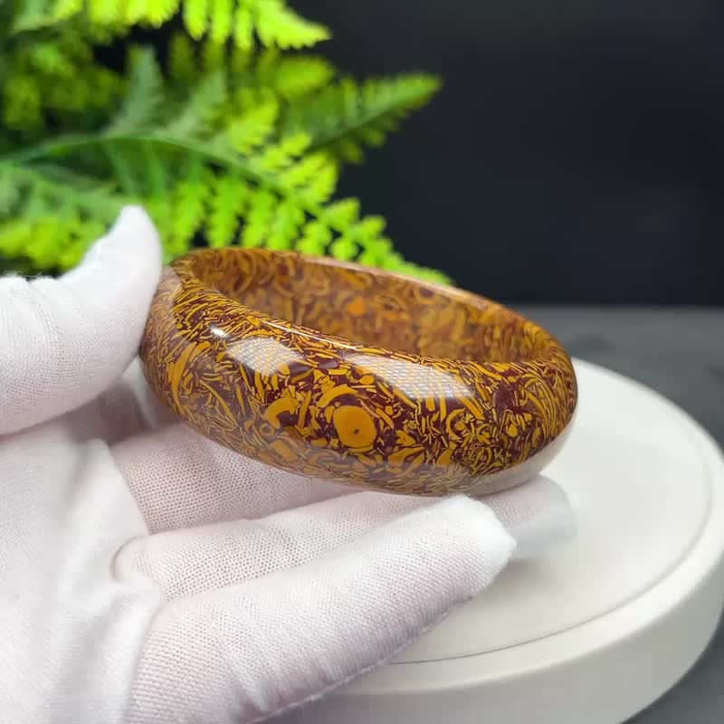 精品 金丝虎纹石手镯 60MM 高瓷异象晶洞复古虎皮石手环 勇气自信 - 手链/手环 - 宝石 