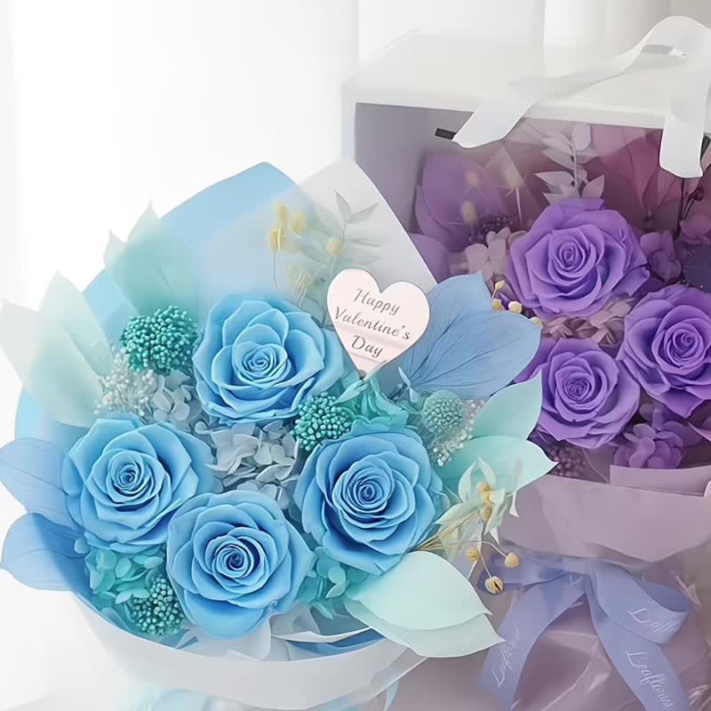 情人节永生花花束-礼盒装 - 干燥花/捧花 - 植物．花 粉红色