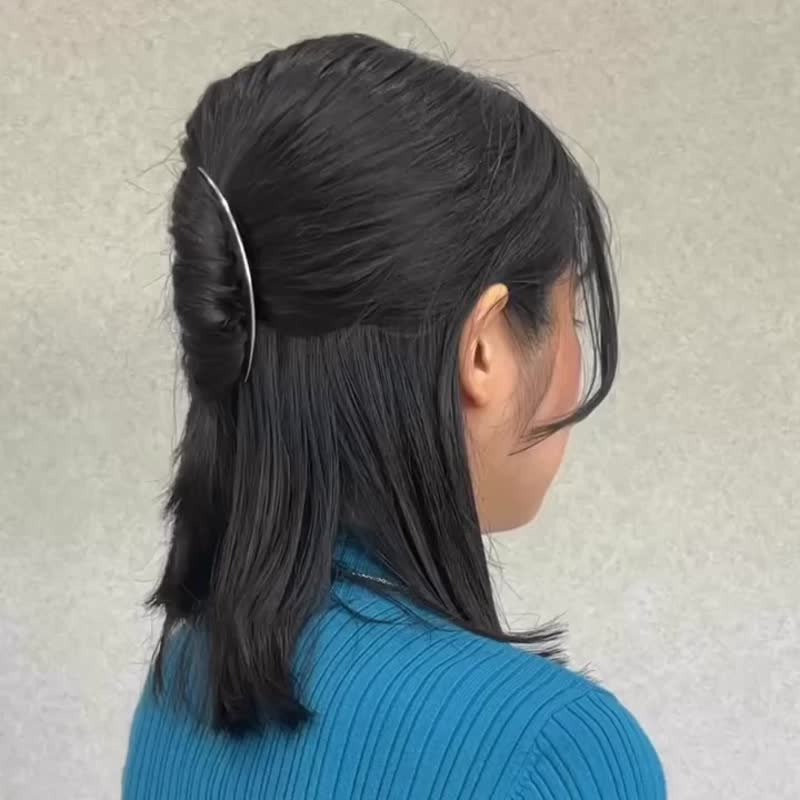 KANZASHI Comb 【Arc liner comb / Silver】 - 发饰 - 其他金属 银色