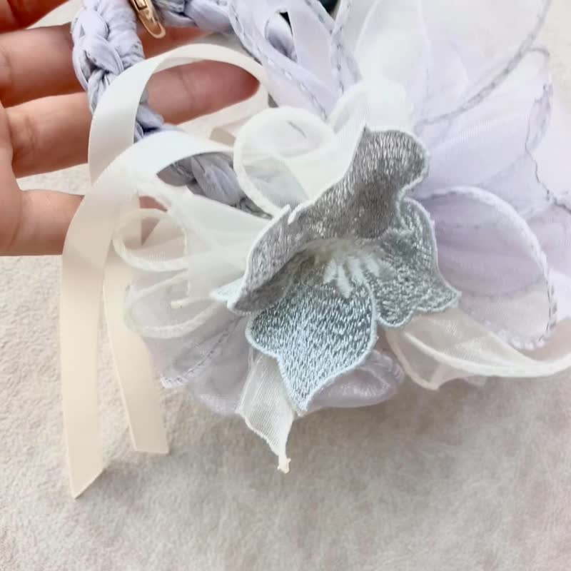 灰色 花型  3way 手机挂绳 发圈 头饰 匙扣 手腕花 手工 - 手机配件 - 其他人造纤维 灰色