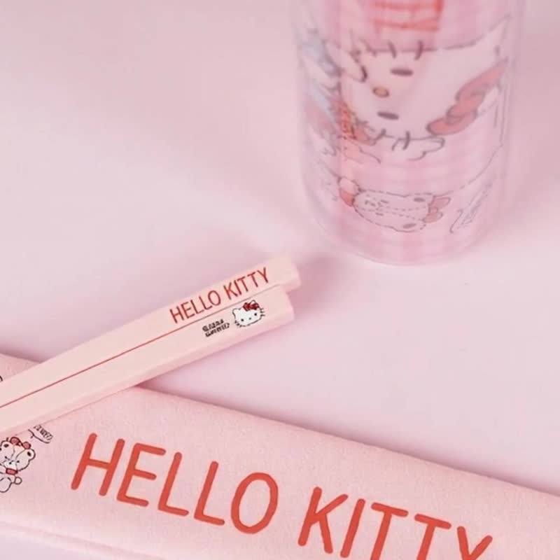 【粉】Hello Kitty 联名限定 316 不锈钢宝筷 环保餐具组 筷子 - 筷子/筷架 - 不锈钢 粉红色
