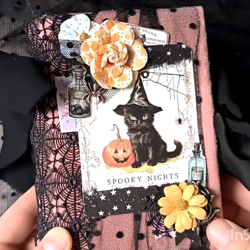 迷人的女巫杂乱期刊 手工制作 粉色歌德女巫魔法书 笔记本 咒语 - 笔记本/手帐 - 纸 黑色