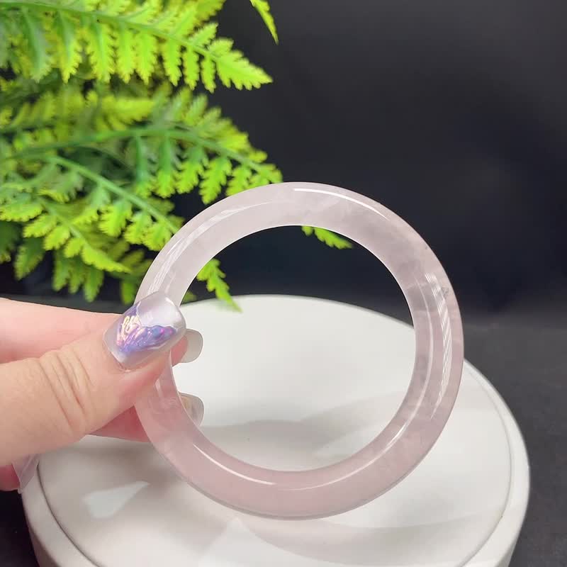 精品 粉晶手镯 58MM 冰透玫瑰水晶芙蓉冰飘石英手环 沉稳平静魅力 - 手链/手环 - 水晶 粉红色
