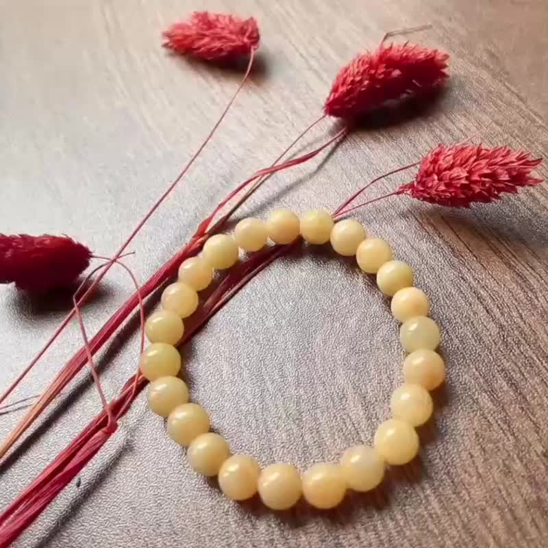 //财富自由//蜜糖琥珀色黄翡手串-缅甸天然A货翡翠 - 手链/手环 - 玉石 橘色