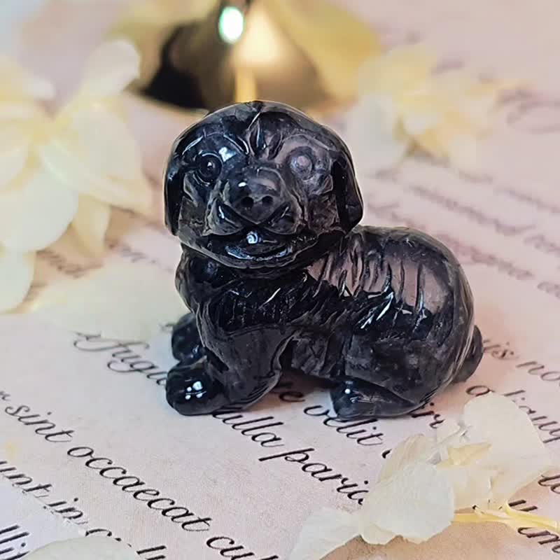 狗来富•避邪•防小人|乌鸡狗狗摆件|缅甸A货翡翠雕件 - 戒指 - 玉石 