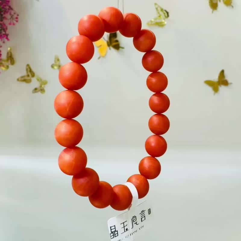 小精品保山柿子红南红10.4-10.7mm32.18g热散寒气血循环补血养颜 - 手链/手环 - 水晶 红色