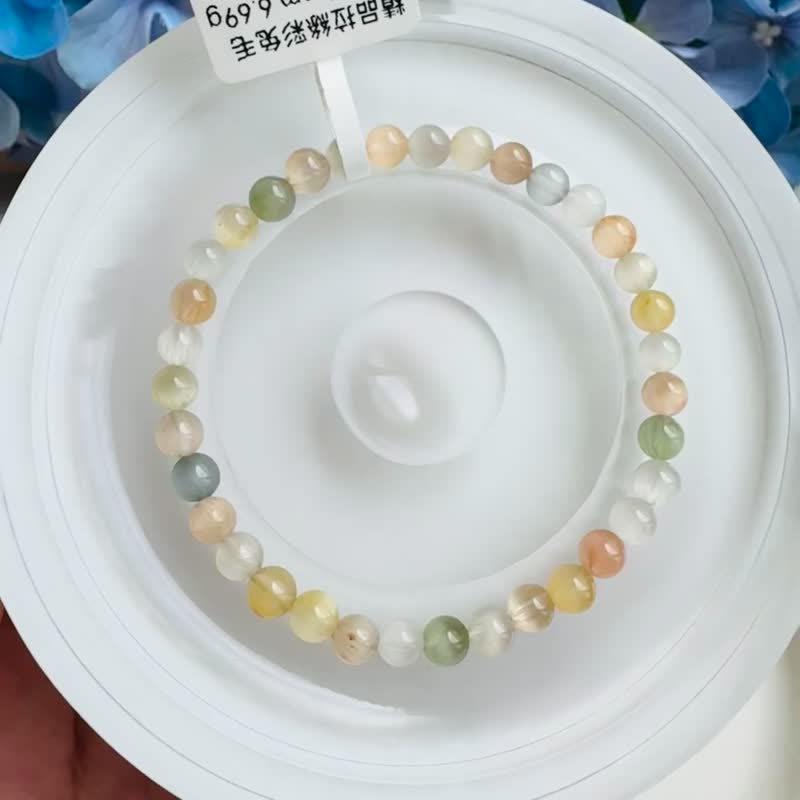 毕业级猫眼浓色彩兔毛水晶4.9-5.3mm6.69g满顺带稀有灰兔毛 - 手链/手环 - 水晶 多色