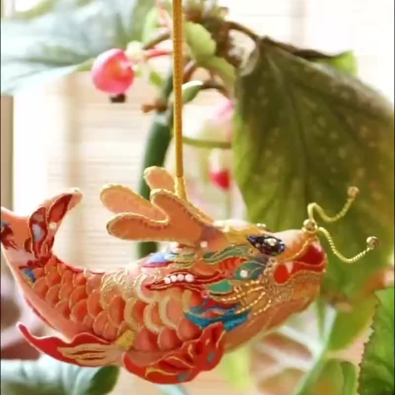 刺绣手工diy材料包 龙鱼 平安符 车挂件 随身香囊 创意礼物 - 编织/刺绣/羊毛毡/裁缝 - 棉 
